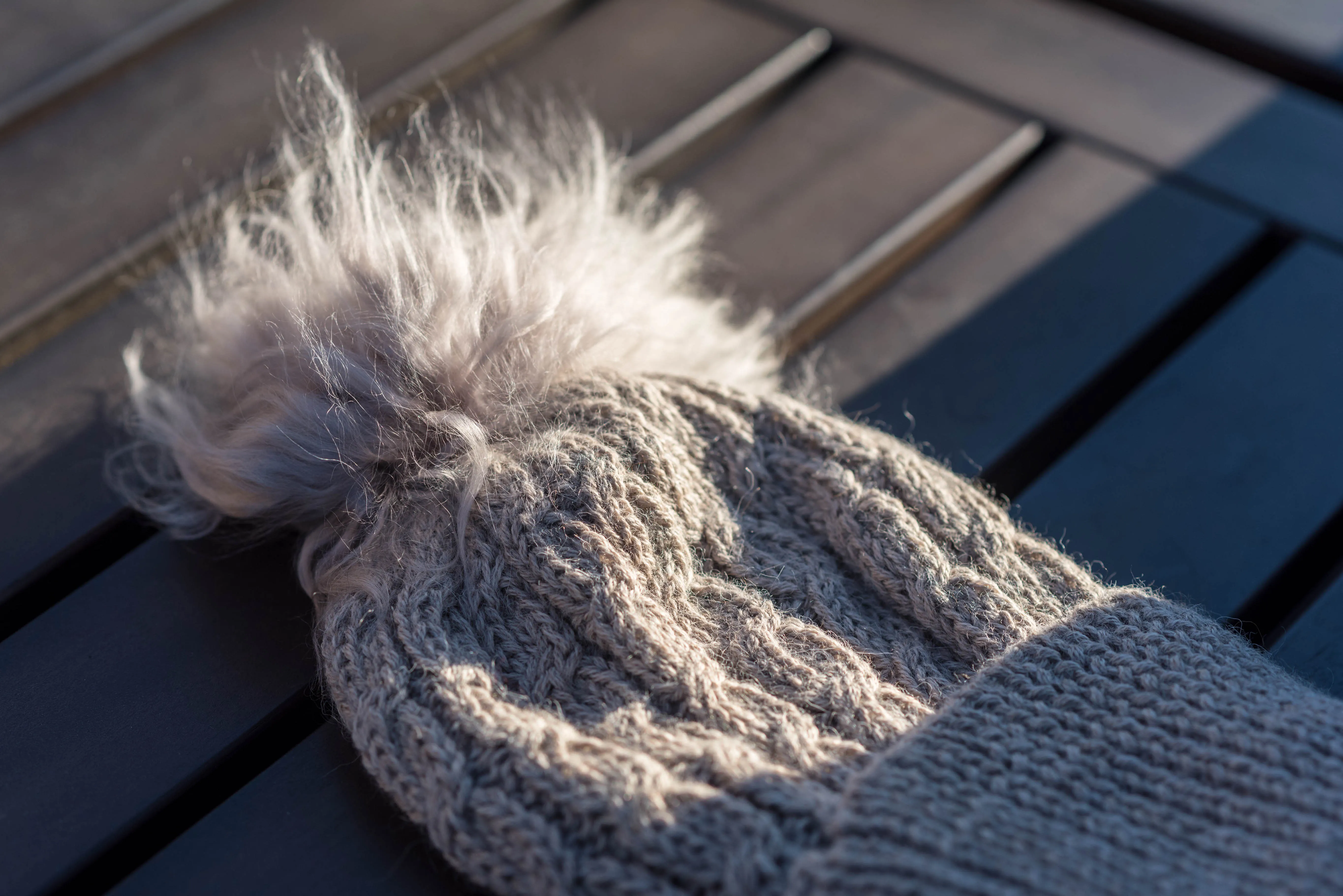 100% Alpaca Wool Skullcap with Pom Pom (Tan)