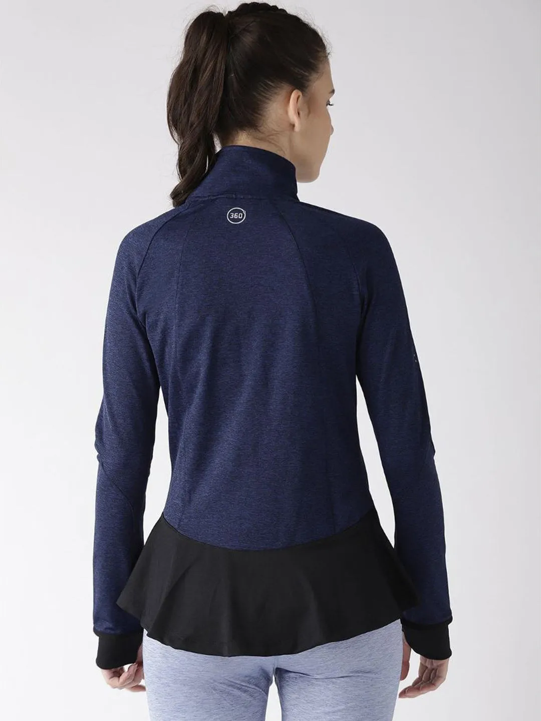 Alcis Women Navy Blue Solid Sporty Jacket