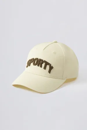 Appliqué Baseball Cap in Bone