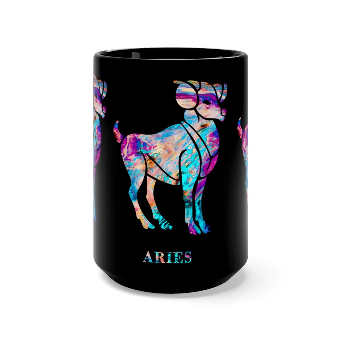 Aries Zodiac Sign Black Mug 15oz