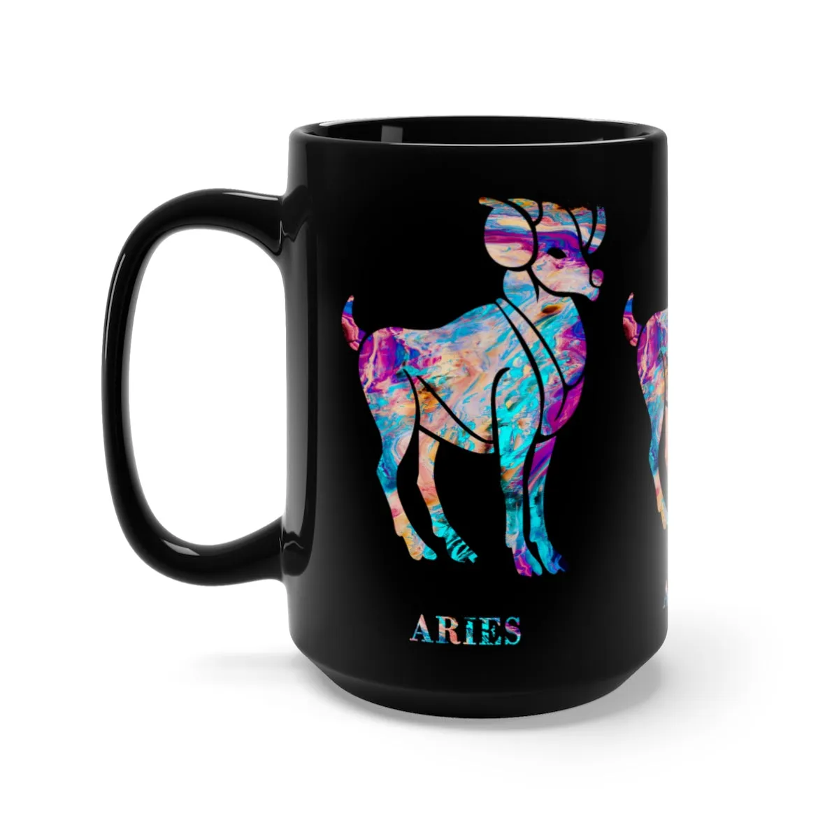 Aries Zodiac Sign Black Mug 15oz