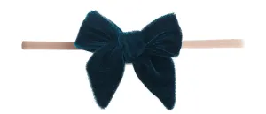 Baby Bling Pine Velvet Bow Skinny Headband