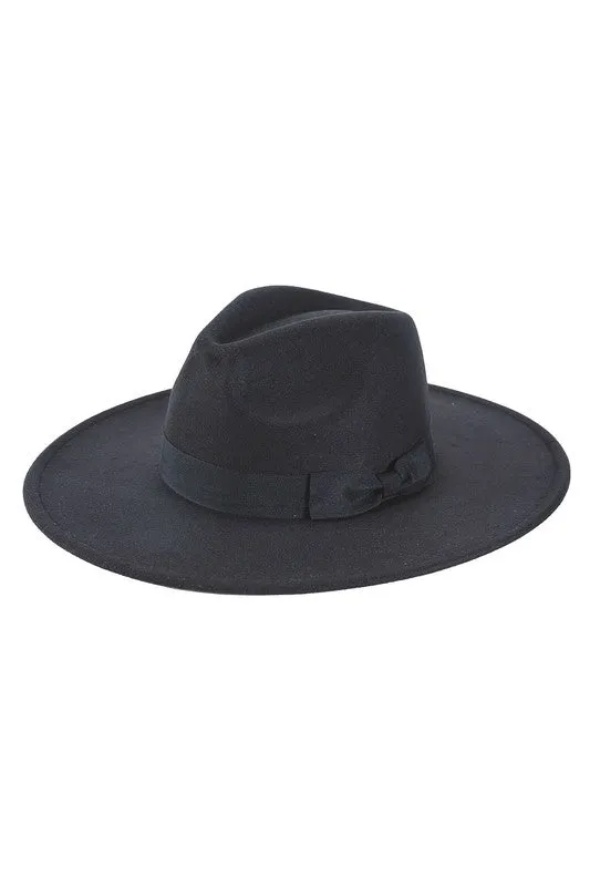 Bow Point Medium Wide Brim Floppy Fedora Hat