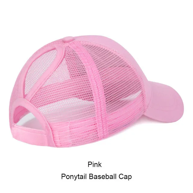 Casual Ponytail Baseball Cap Women Adjustable Snapback Hat Sequins Shine Hip Hop Caps For Women Dad Hat Summer Glitter Mesh Hats