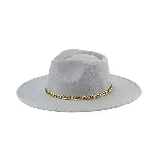 Chain Belt Fedora Hat - Suede-Like Polyester Hat | Femstylo