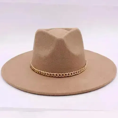 Chain Belt Fedora Hat - Suede-Like Polyester Hat | Femstylo