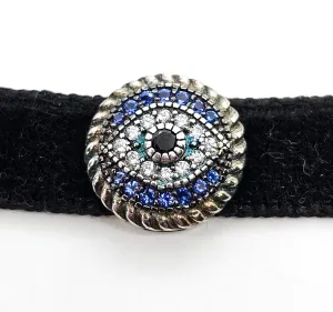 EJI Evil Eye Protection Swarovski Crystal sterling silver black velvet choker necklace