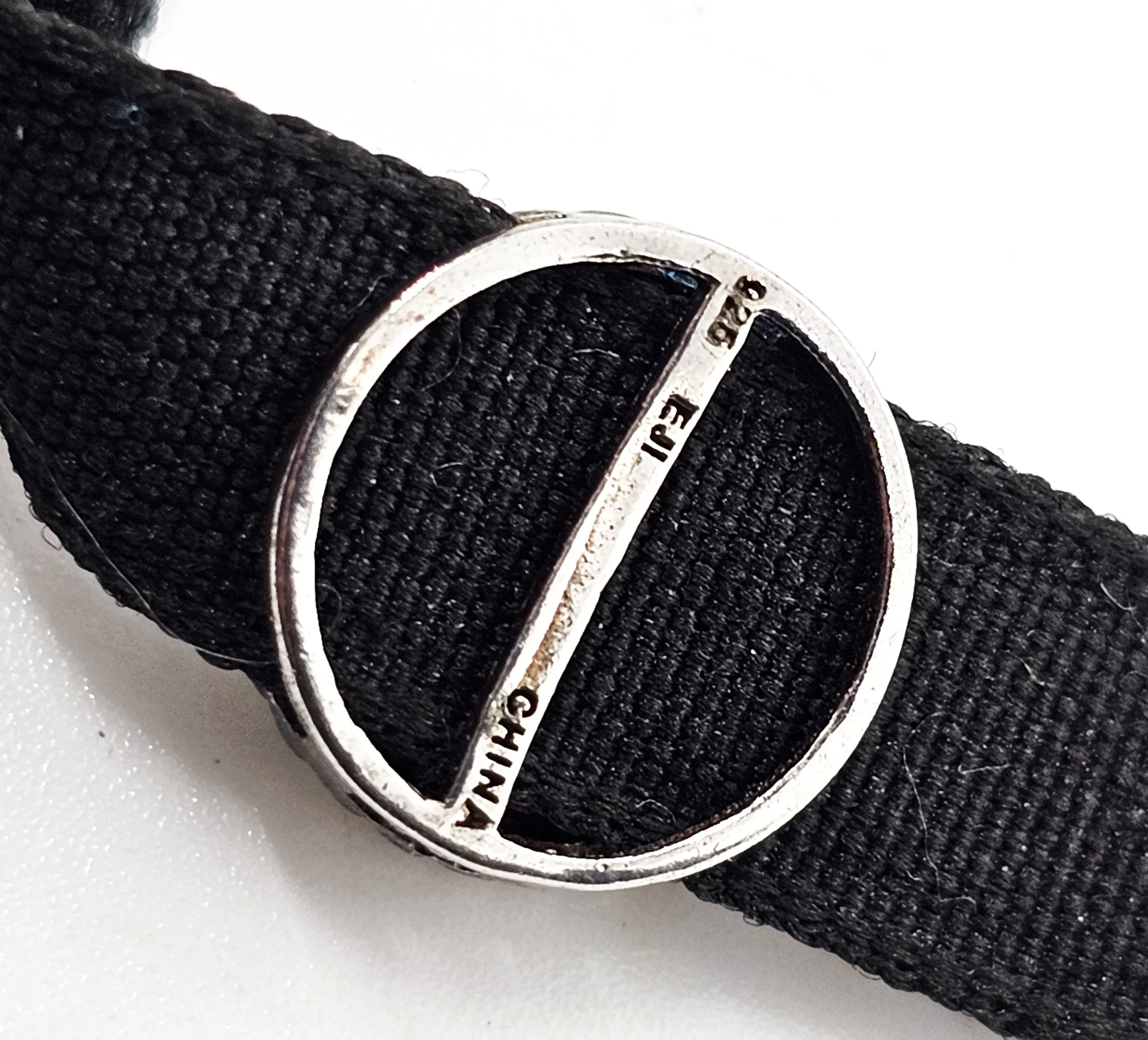EJI Evil Eye Protection Swarovski Crystal sterling silver black velvet choker necklace