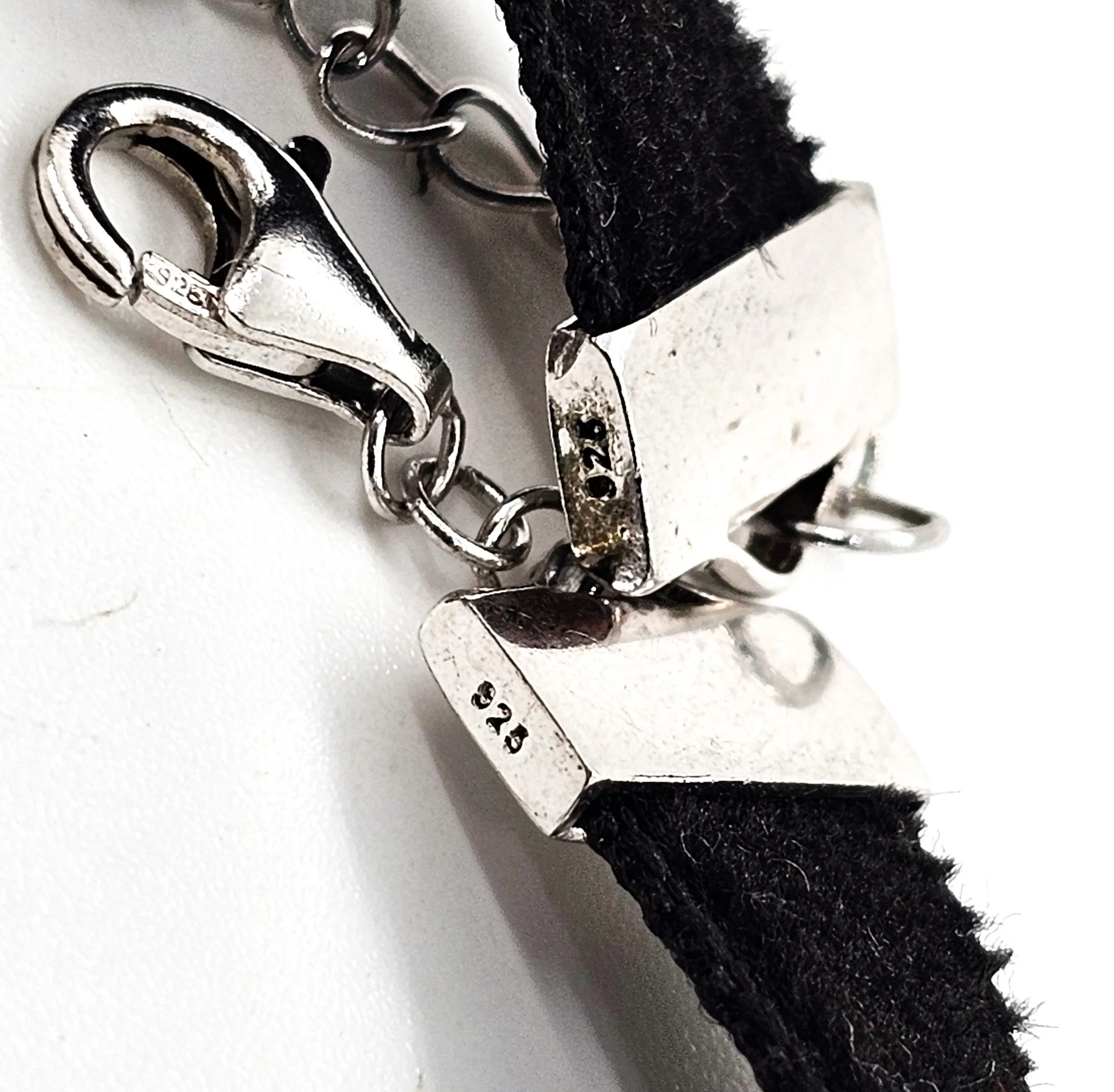 EJI Evil Eye Protection Swarovski Crystal sterling silver black velvet choker necklace