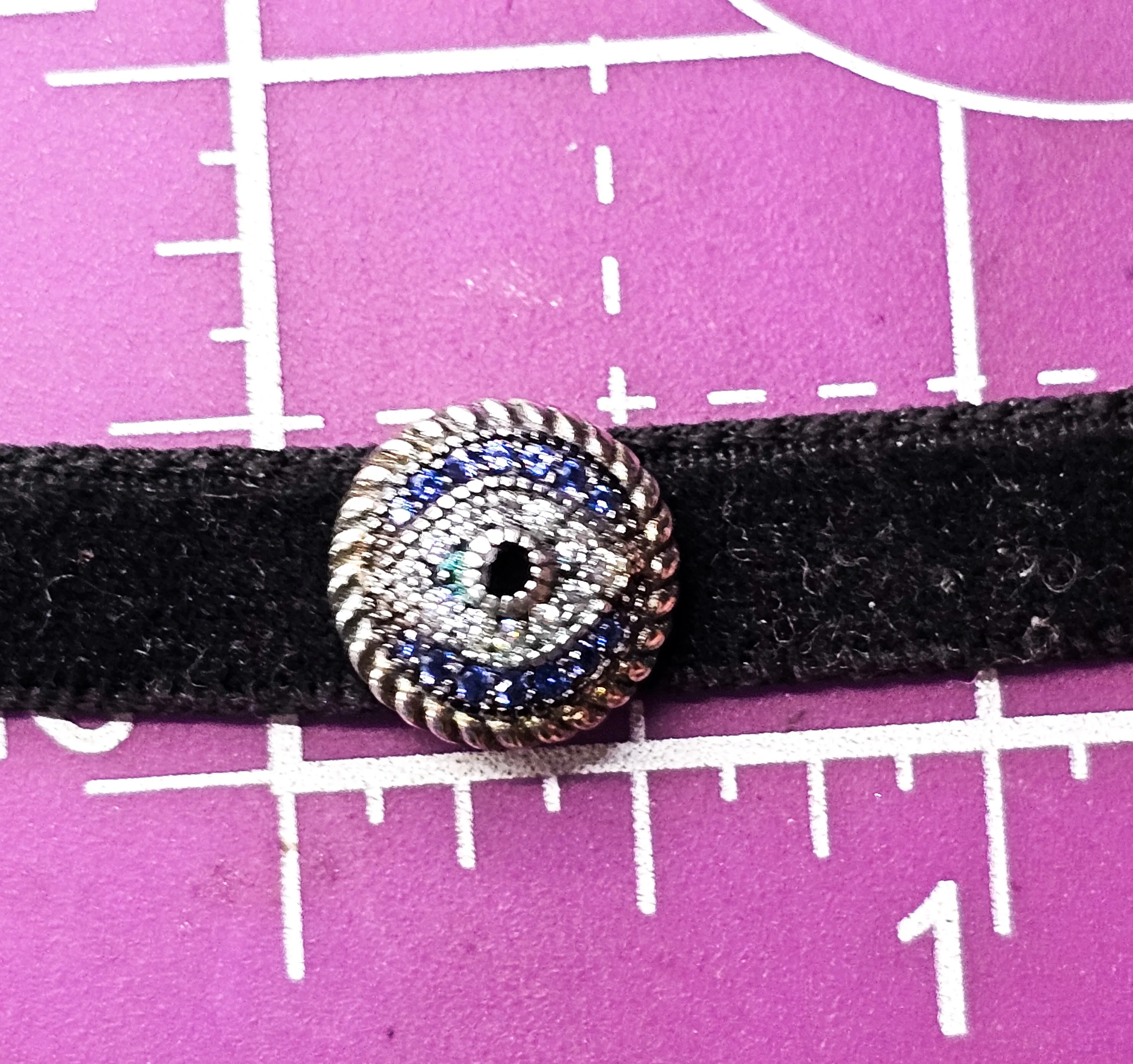 EJI Evil Eye Protection Swarovski Crystal sterling silver black velvet choker necklace