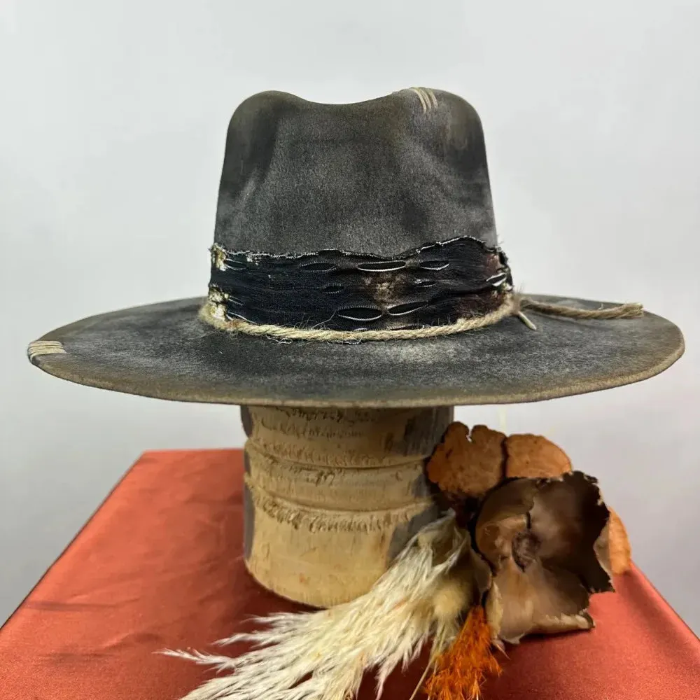 Ethnic style hats with worn out woven straps, pure wool felt hats, outdoor fashionable wool hats