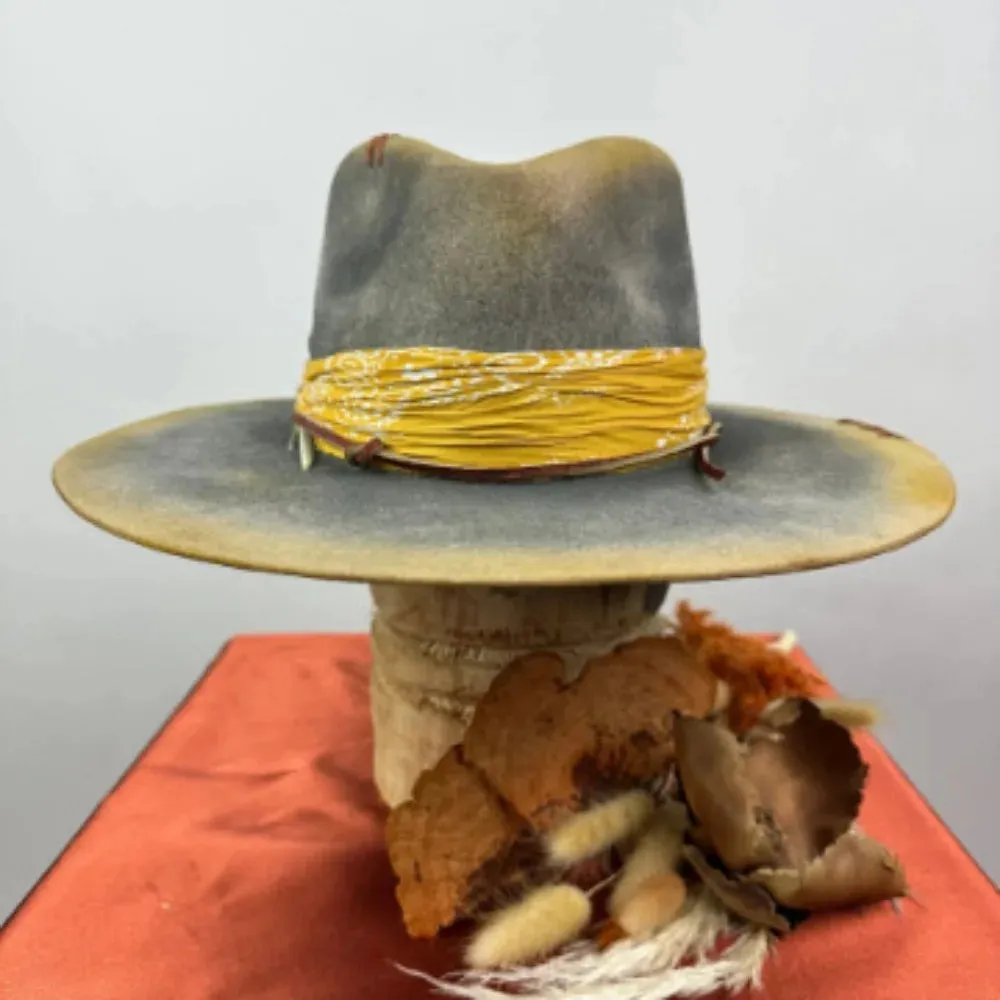 Ethnic style hats with worn out woven straps, pure wool felt hats, outdoor fashionable wool hats