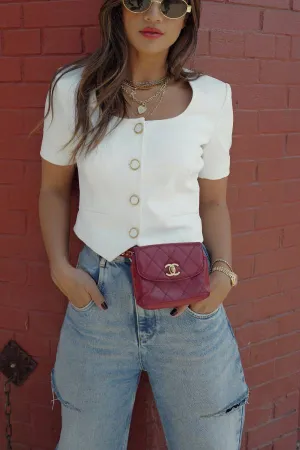 Fashionable for Fall Square Neck Short Sleeve Button Up Jacket