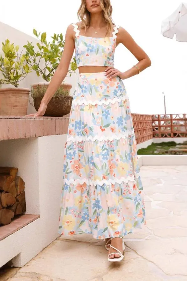 Fashionable Temperament Lace Suspender   Skirt Two-piece Set