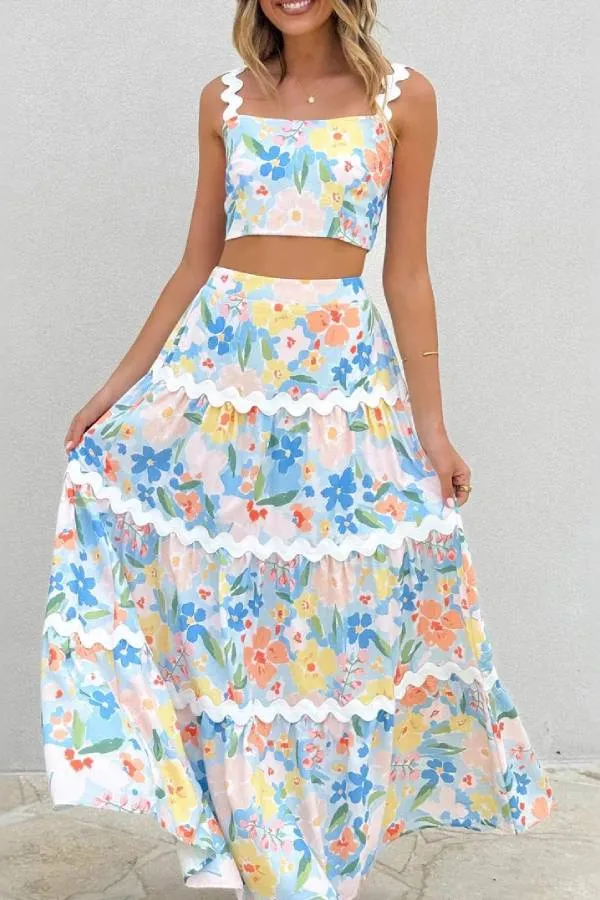 Fashionable Temperament Lace Suspender   Skirt Two-piece Set