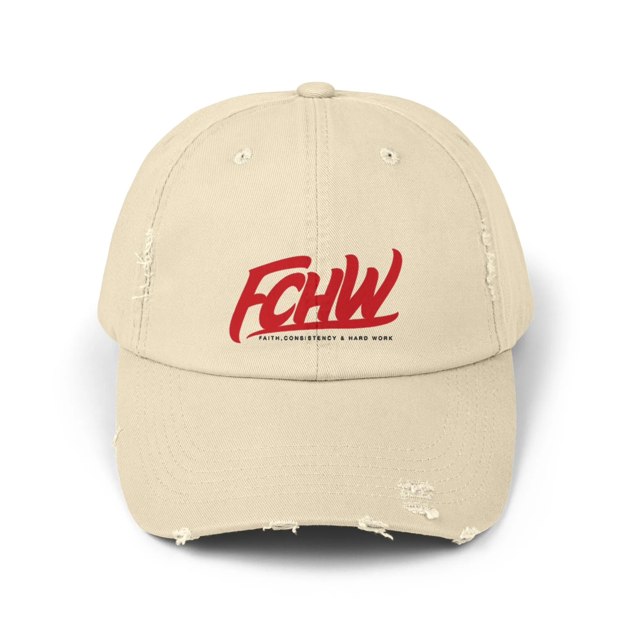 FCHW Red|Cream Unisex Distressed Cap