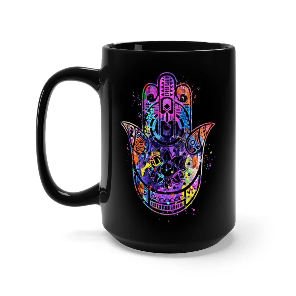 Hamsa Hand Black Mug 15oz