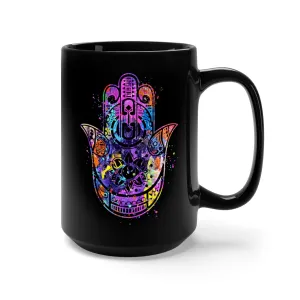 Hamsa Hand Black Mug 15oz