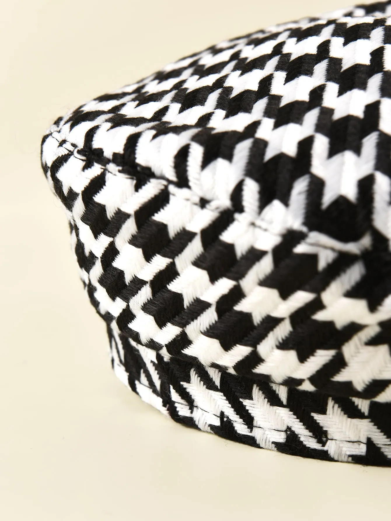 Houndstooth Pattern Baker Boy Cap - Black and White- FD ⚡
