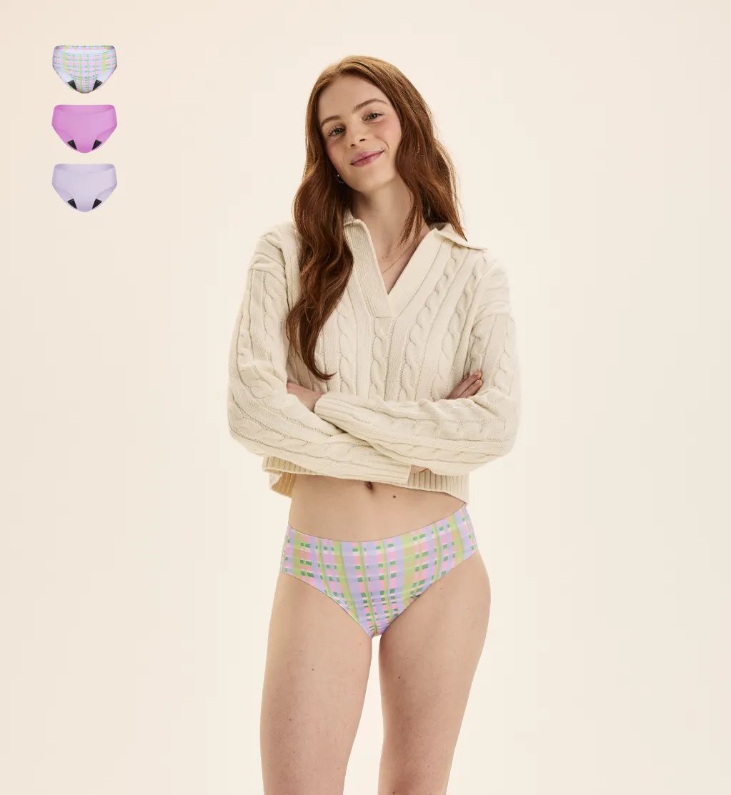 Leakproof UltraThin No-Show Underwear Bikini 3-Pack
