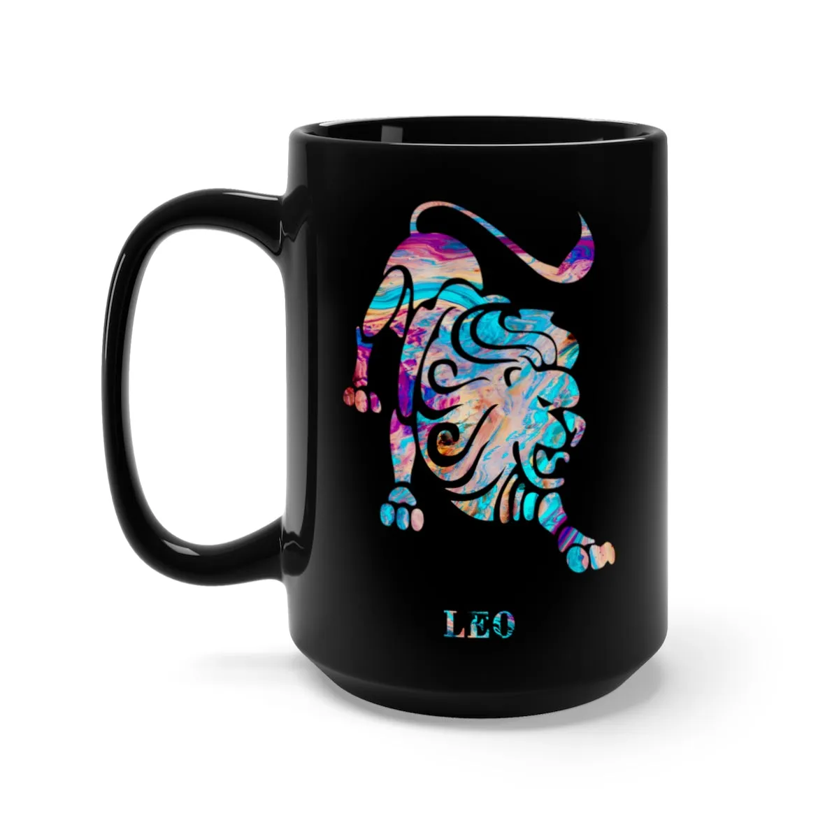 Leo Zodiac Sign Black Mug 15oz