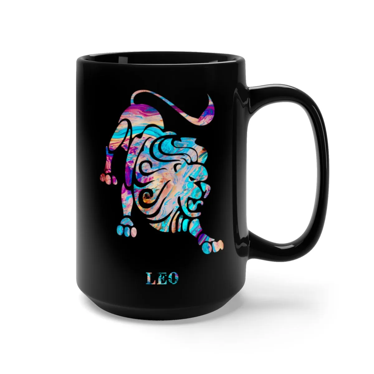 Leo Zodiac Sign Black Mug 15oz