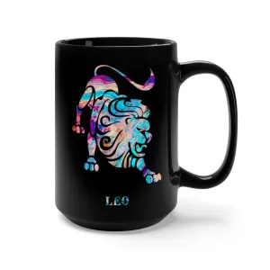 Leo Zodiac Sign Black Mug 15oz