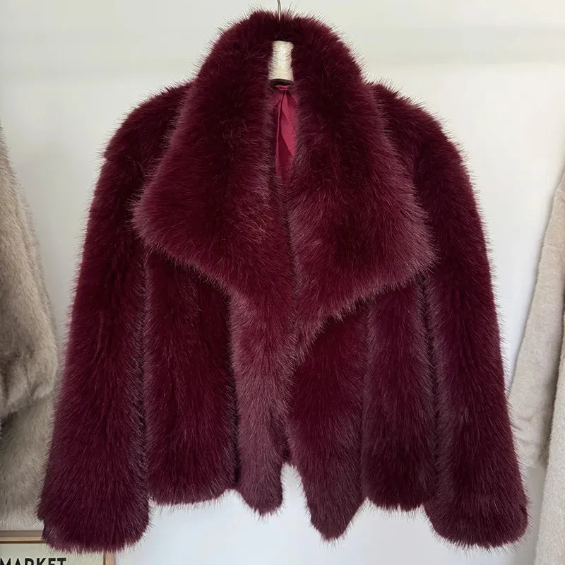 Luxury Faux Fur Gradient Coat for Women – 2025 Winter Collection