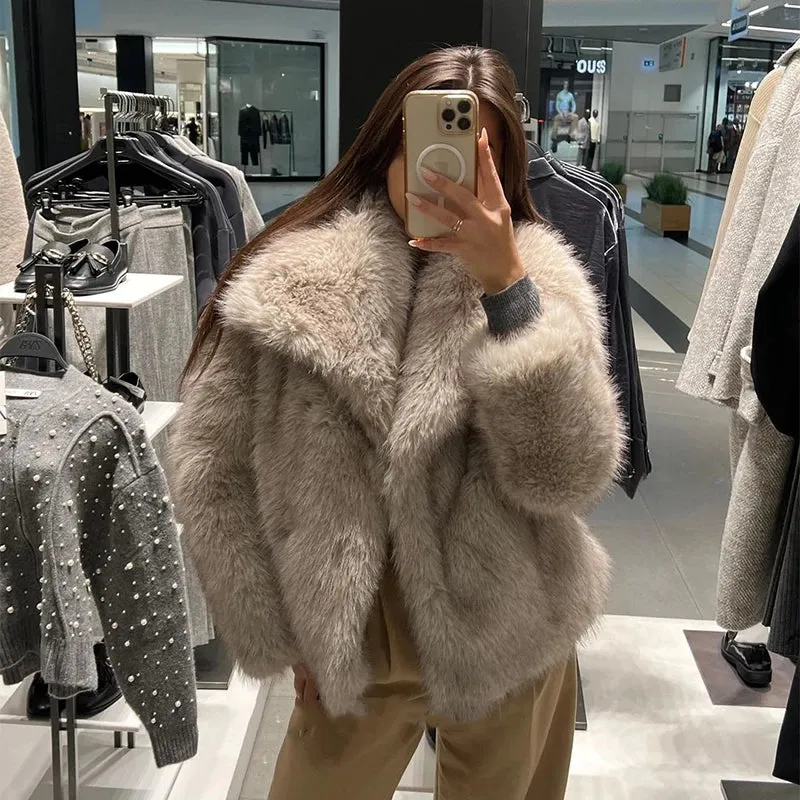 Luxury Faux Fur Gradient Coat for Women – 2025 Winter Collection