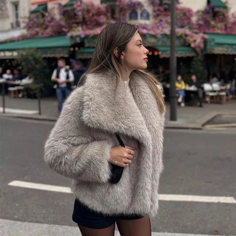 Luxury Faux Fur Gradient Coat for Women – 2025 Winter Collection
