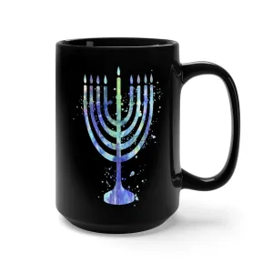 Menorah Black Mug 15oz