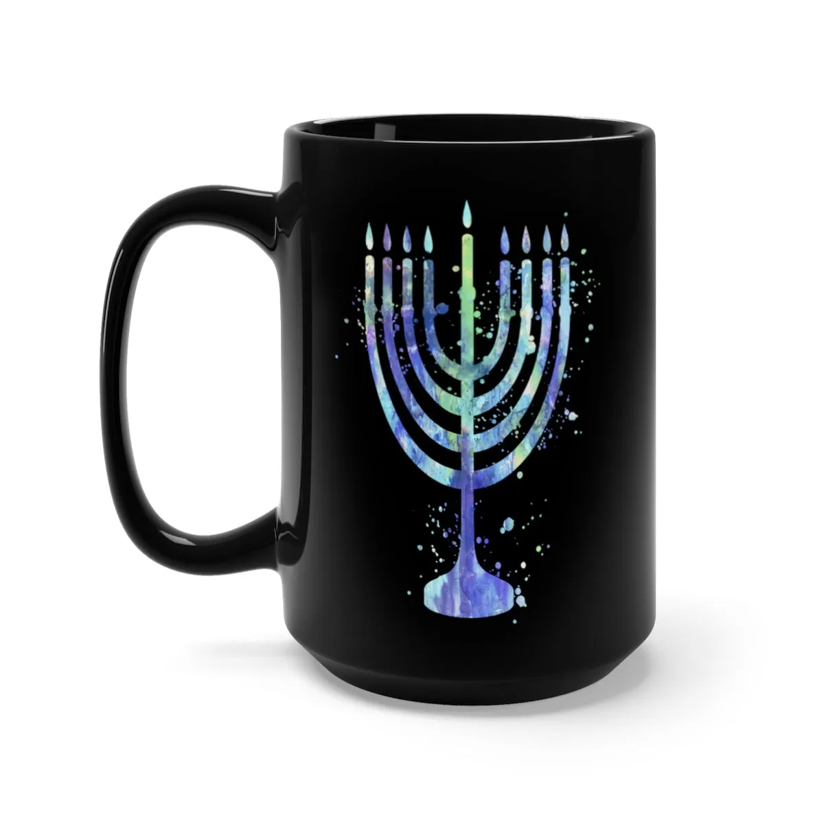Menorah Black Mug 15oz