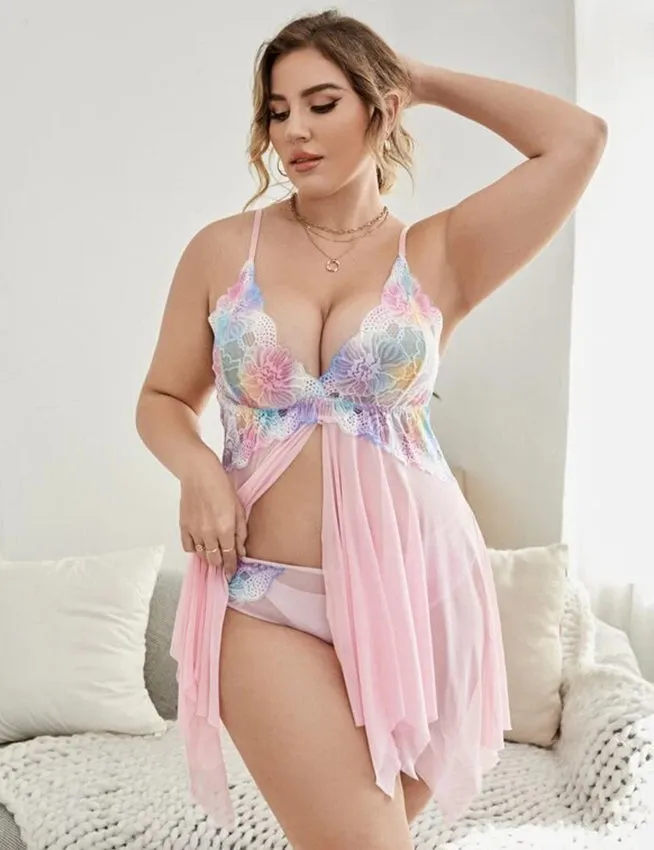 New Flower Decoration Loose Comfortable Open Front Babydoll