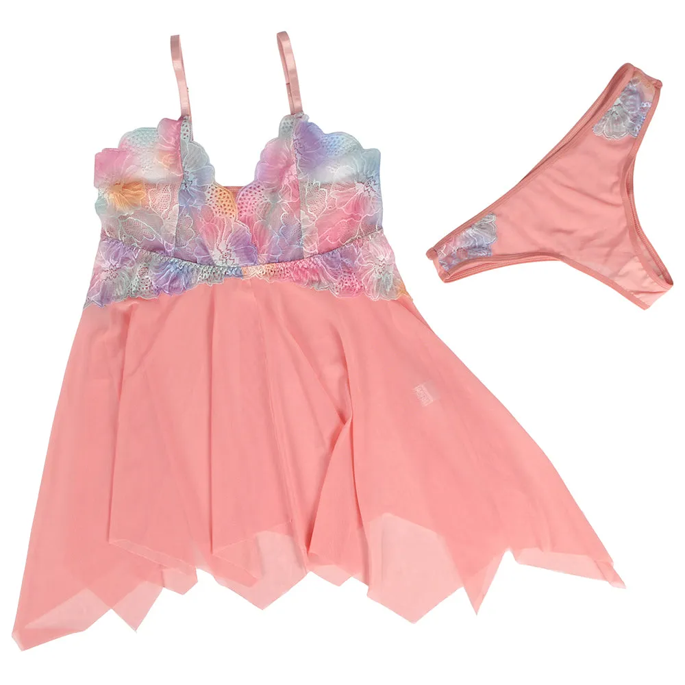New Flower Decoration Loose Comfortable Open Front Babydoll