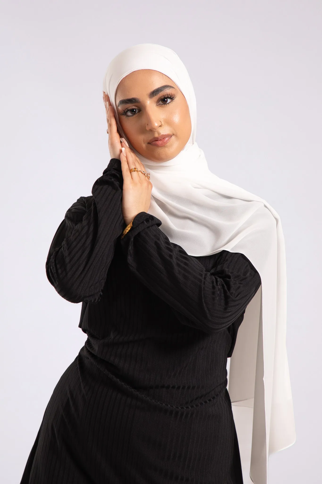 Premium Crepe Chiffon Hijab - Snow