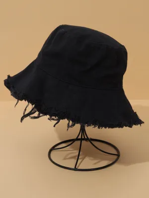 Solid Raw Trim Bucket Hat