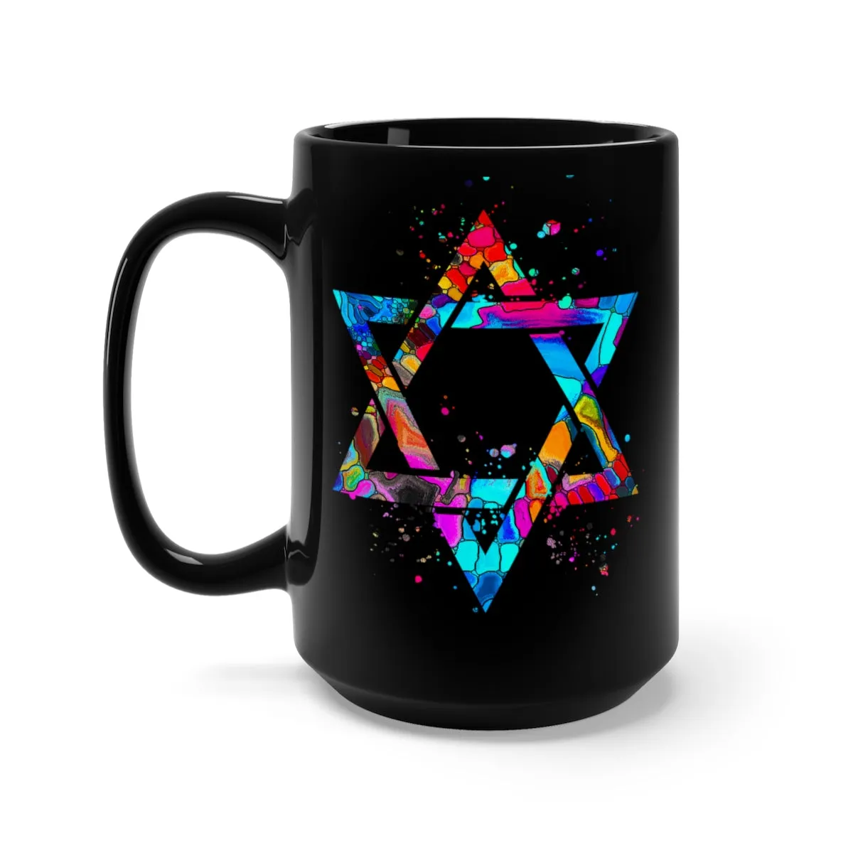 Star Of David  Black Mug 15oz