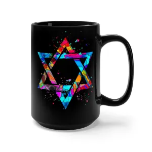 Star Of David  Black Mug 15oz