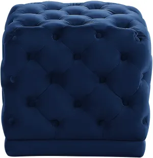 Stella Navy Velvet Ottoman/Stool